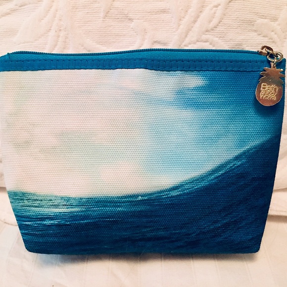 🌊Bath & Body Works Blue Ocean Canvas Cosmetic Bag - Picture 3 of 5